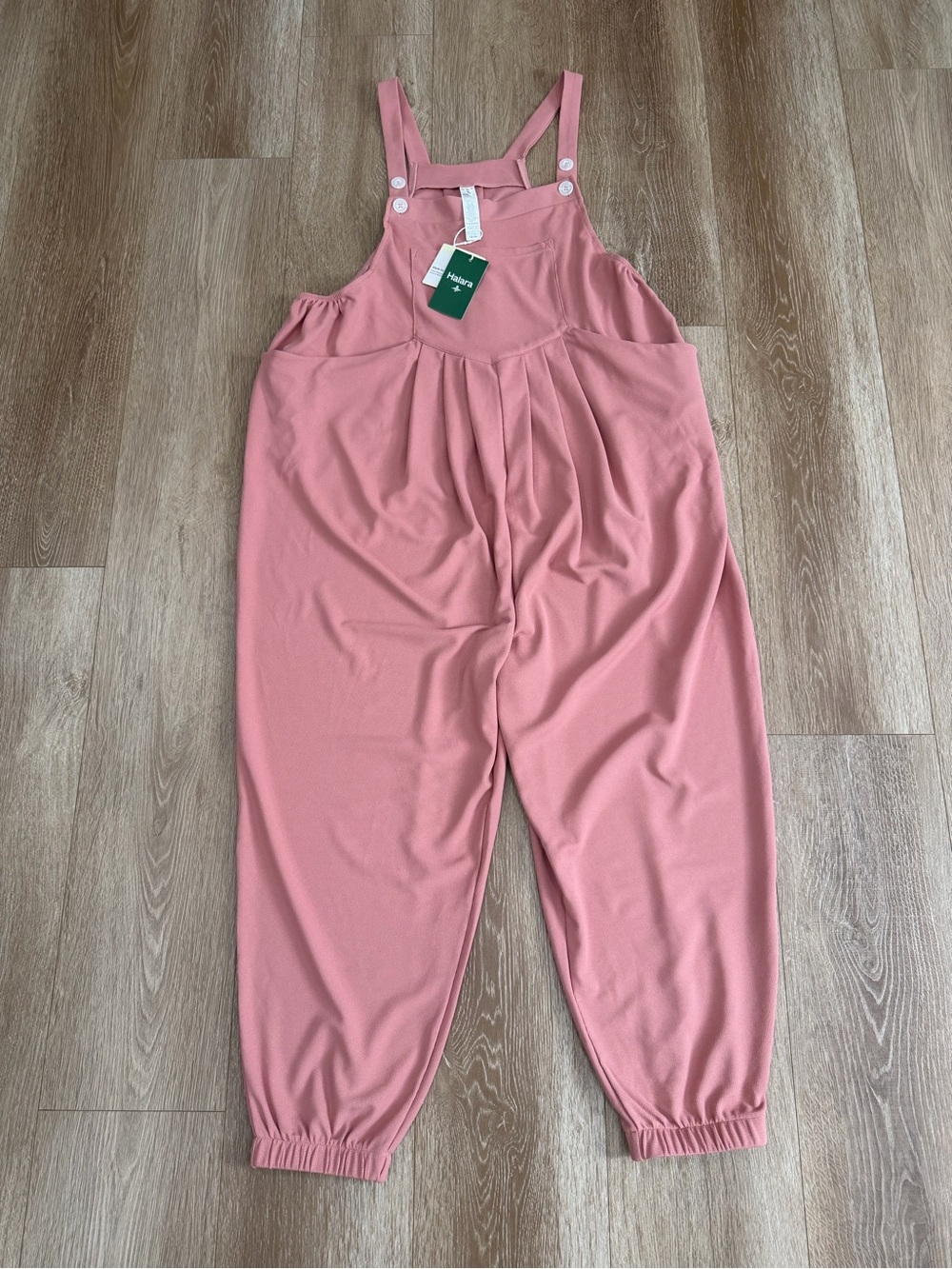 NWT Halara Pockets Waffle Casual Jogger Overalls Rose Tan Size Large - Picture 6 of 10